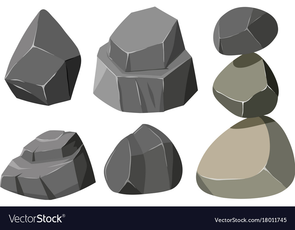 Different shapes gray rocks Royalty Free Vector Image