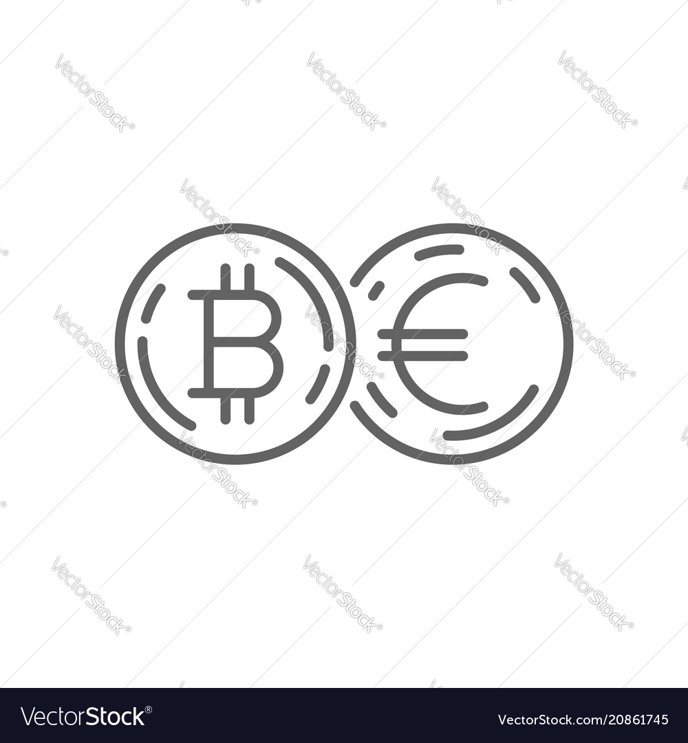 Euro Currency Exchange Bitcoin Thin Line Symbol Vector Image