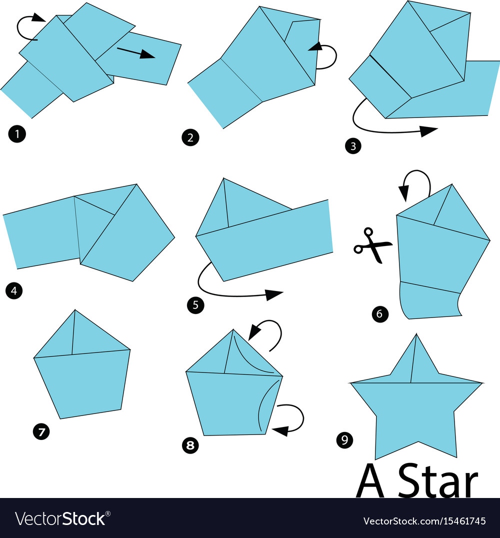 Step Instructions How To Make Origami A Star Vector Image 9555