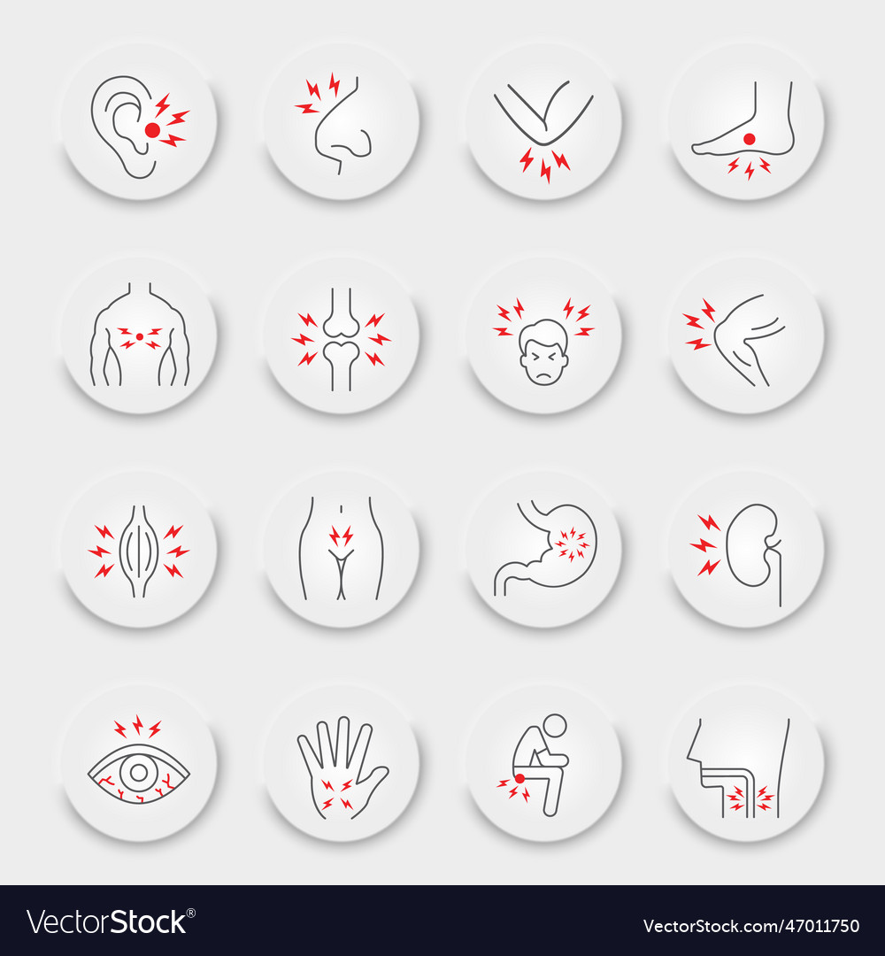 Body Pain Line Icon Set Royalty Free Vector Image