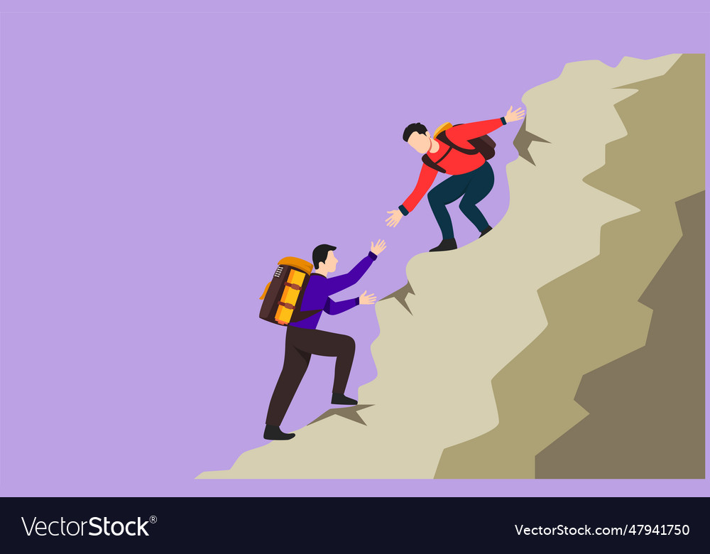 Cartoon flat style drawing of active two men Vector Image