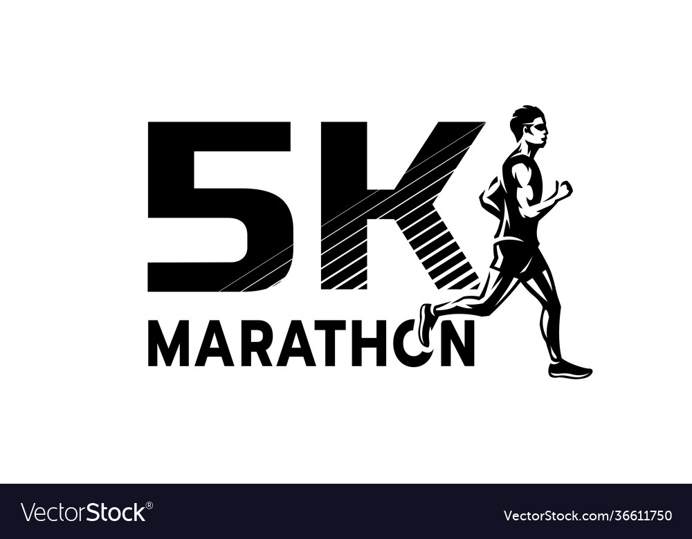 Running marathon 5 thousand participants logo Vector Image