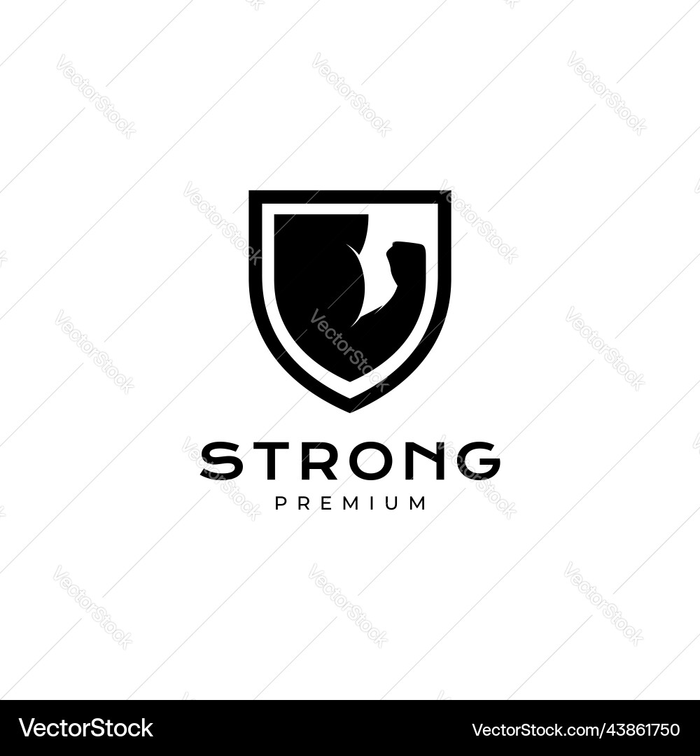 Strong hand muscles with shield logo design Vector Image
