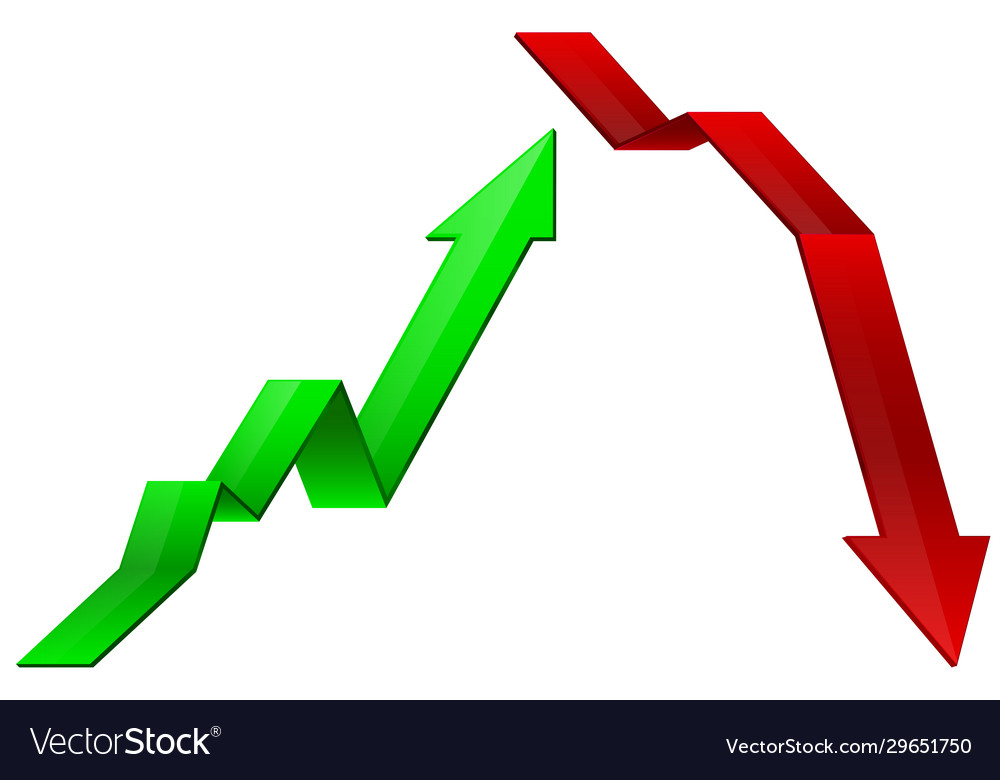 Up And Down Arrows Red Green Shiny Signs Vector Image