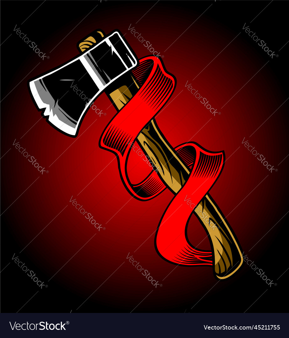 Ax with ribbon template Royalty Free Vector Image