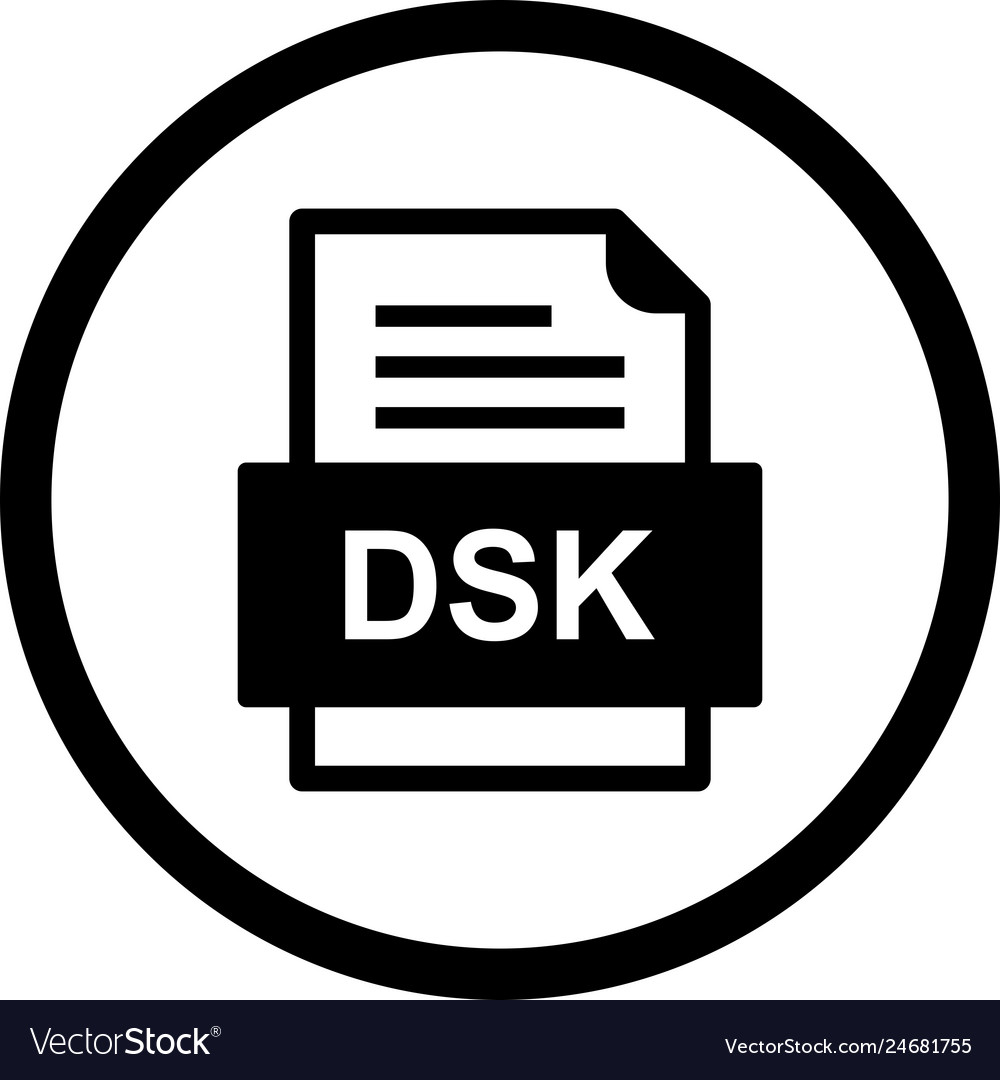 Dsk file document icon Royalty Free Vector Image