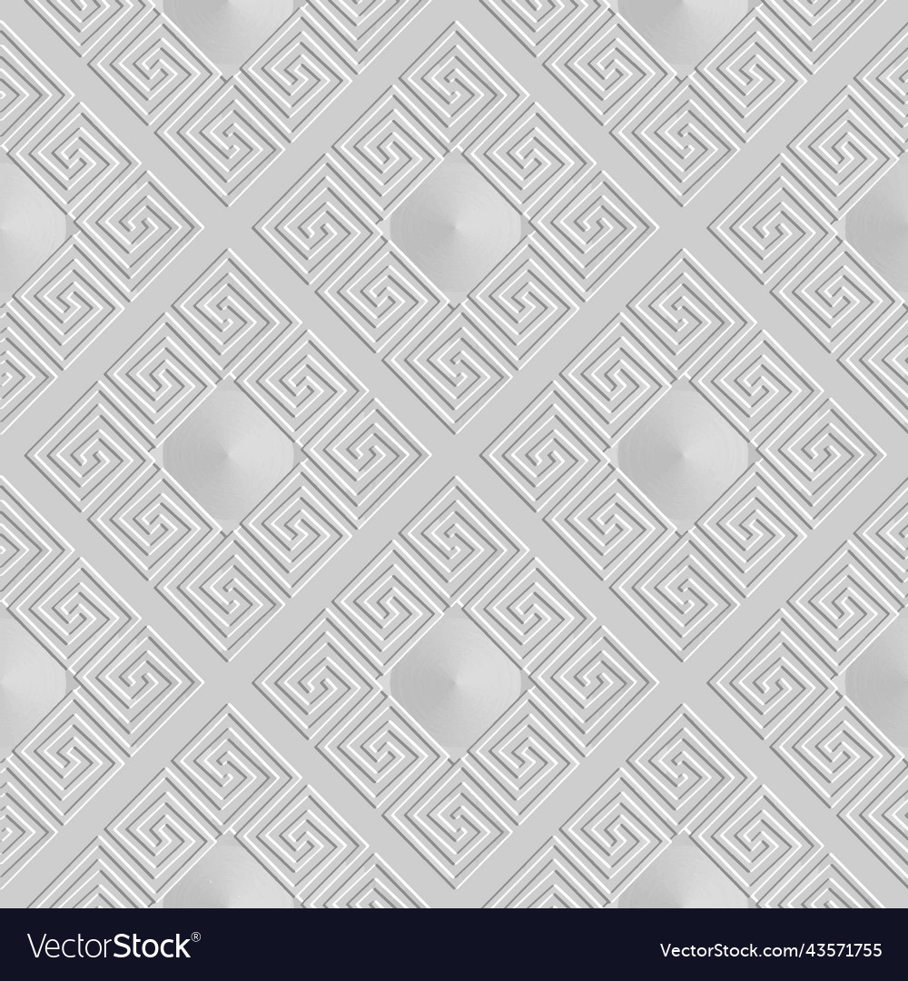 Emboss rhombus greek 3d seamless pattern embossed Vector Image