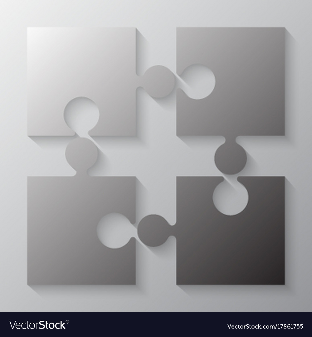 Four grey piece jigsaw puzzle section Royalty Free Vector