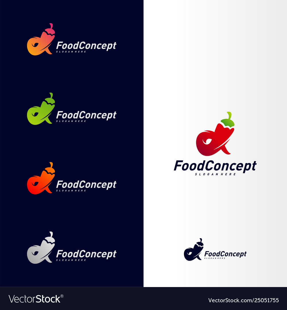 Hot food logo concept red chili design Royalty Free Vector