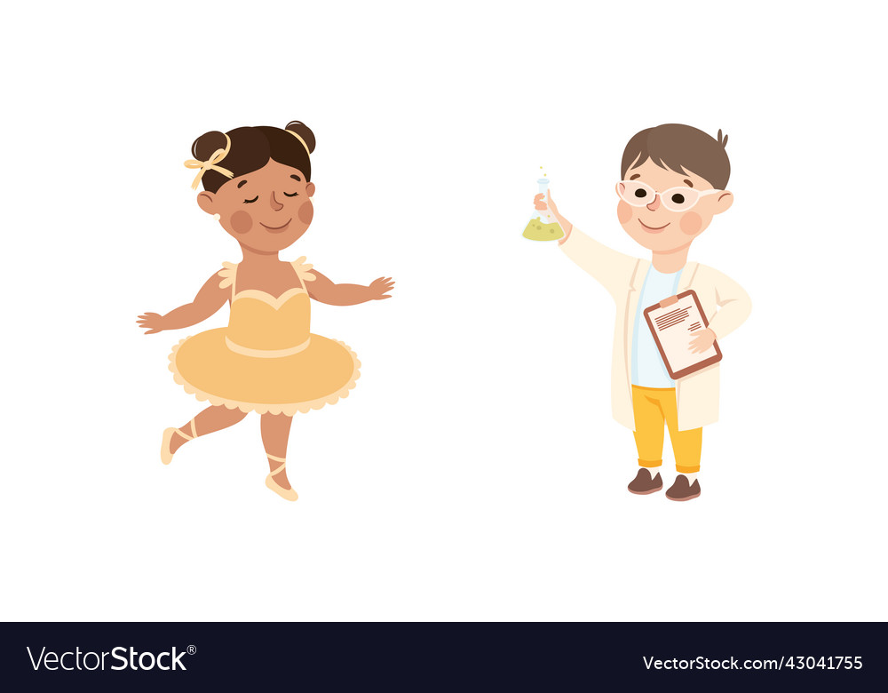 Little boy with flask and girl in tutu skirt Vector Image Little boy with flask and girl in tutu skirt Vector Image