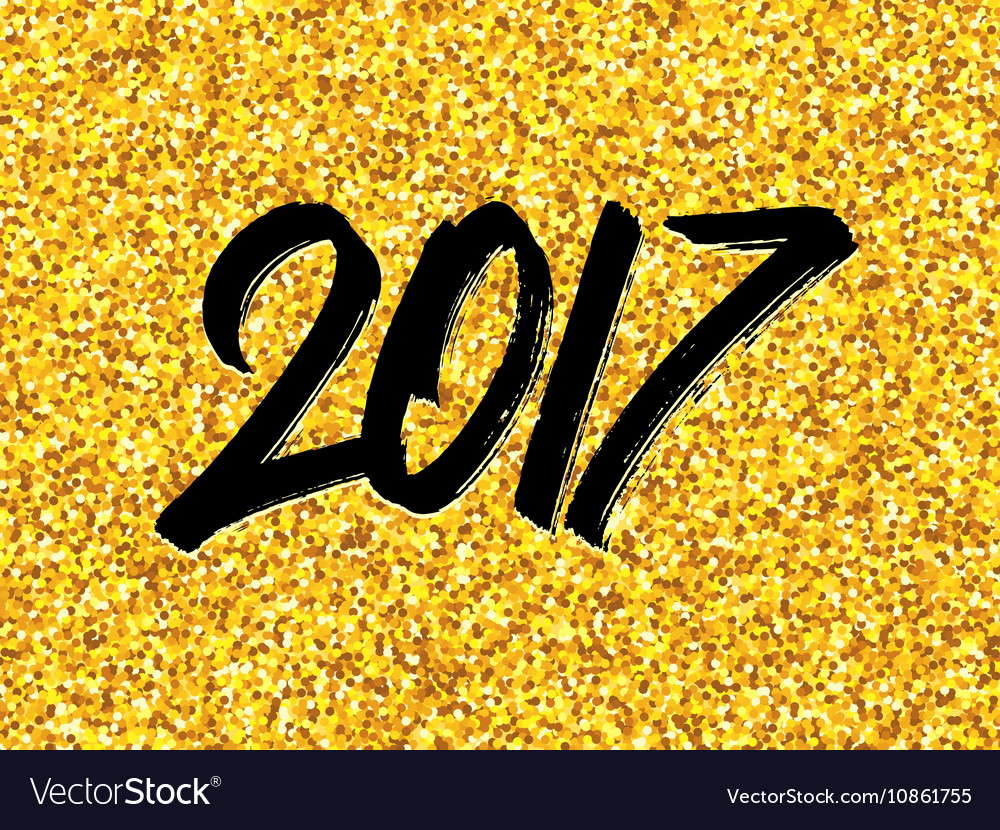 New year 2017 greeting card with gold glittering