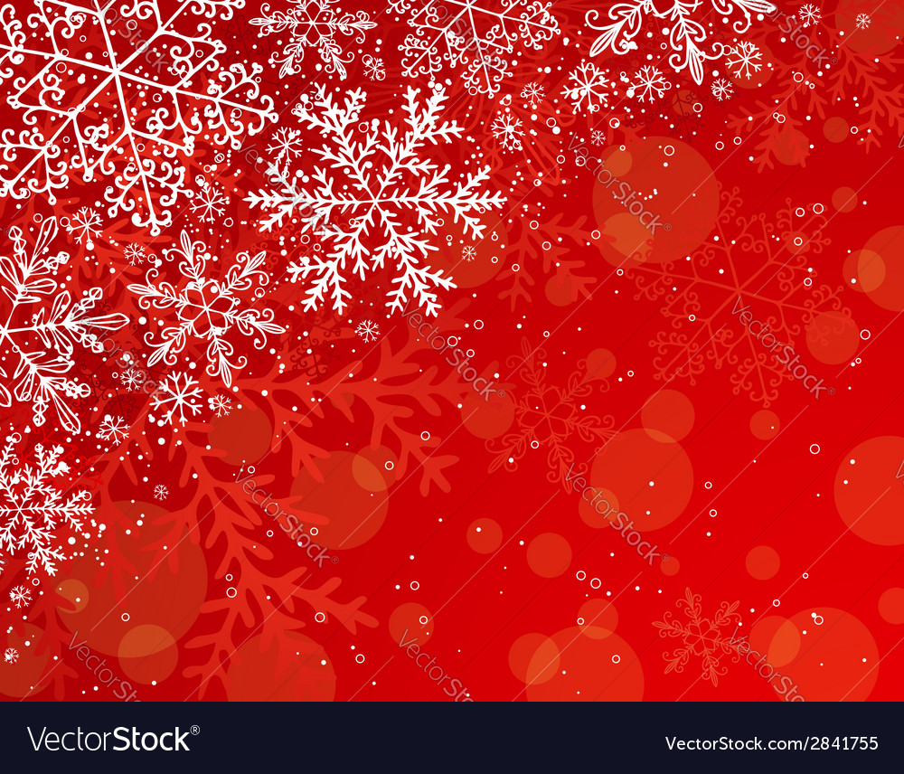 Red christmas background with snowflakes Vector Image