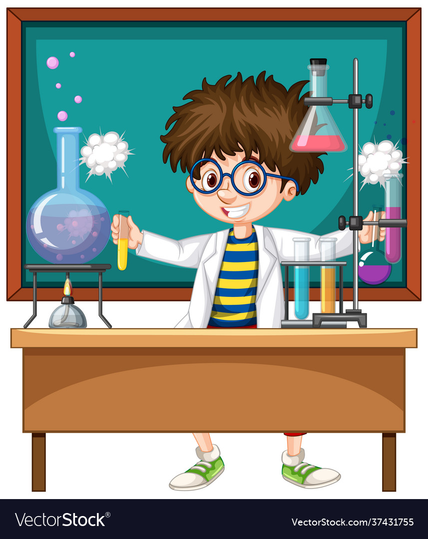 Researcher experiment in laboratory Royalty Free Vector