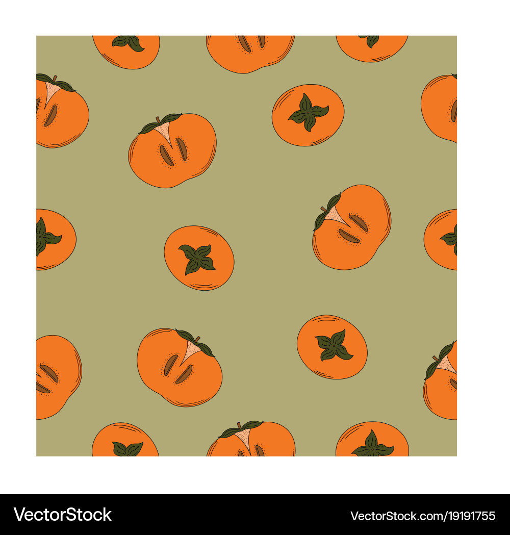 Seamless pattern with persimmons Royalty Free Vector Image