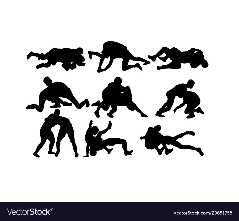 Wrestling silhouettes Royalty Free Vector Image