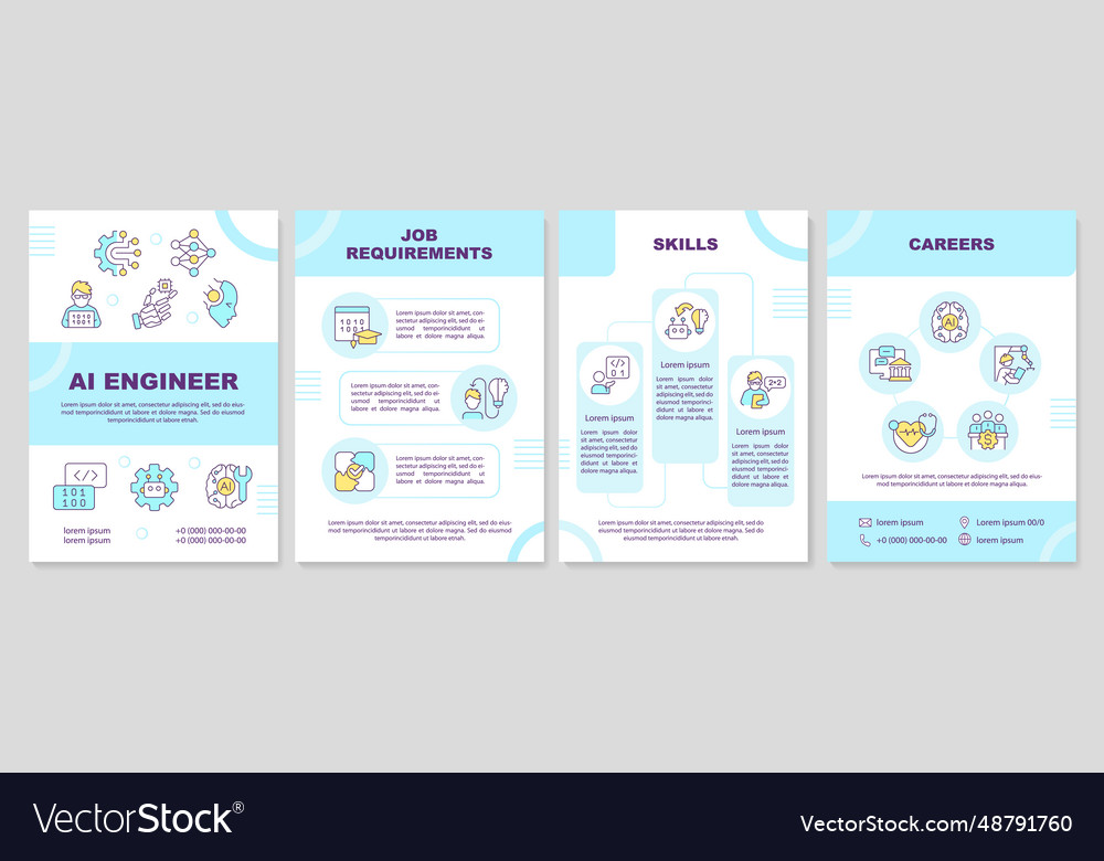 Ai engineer brochure template with thin line icons