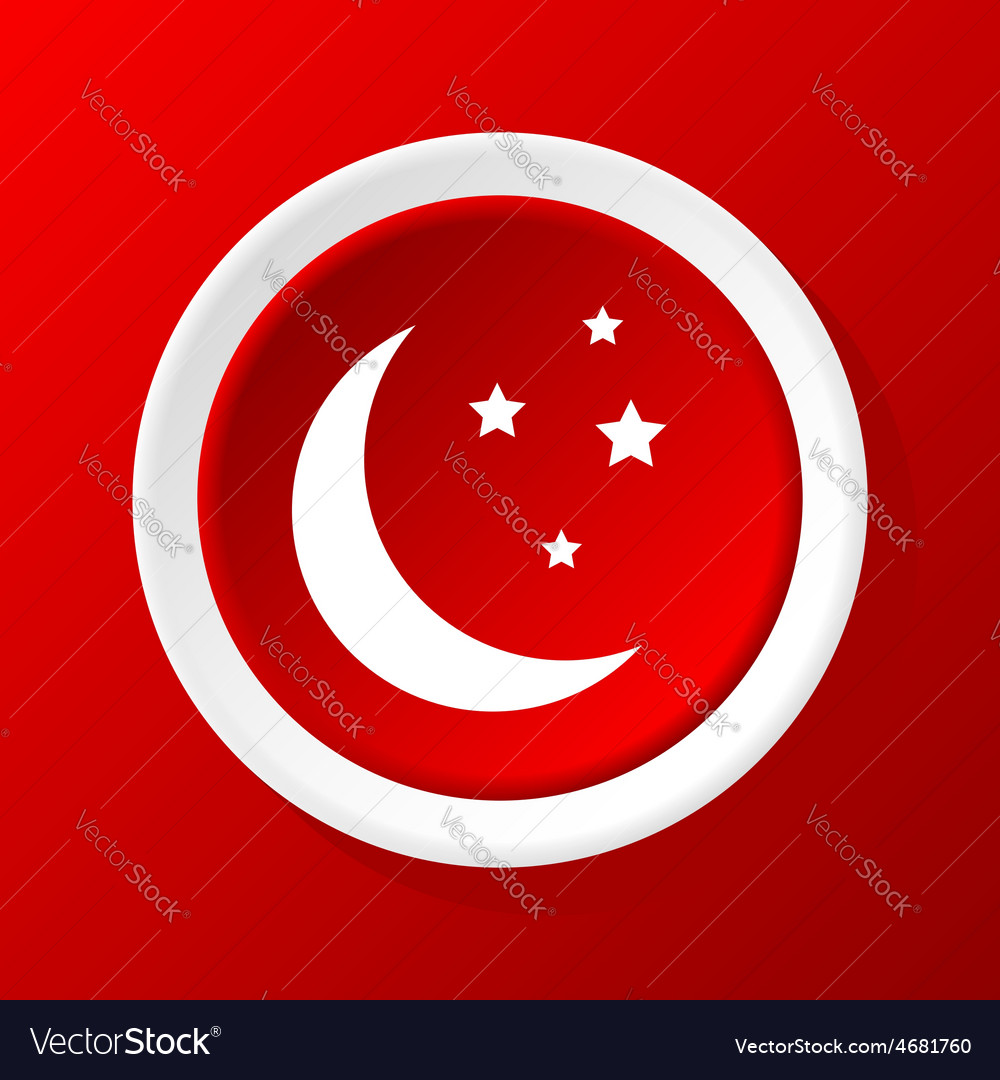 Crescent moon icon on red