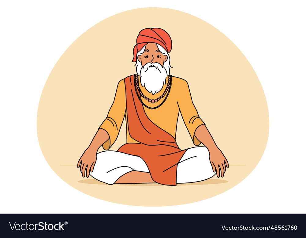 Old man yogi in lotus position Royalty Free Vector Image