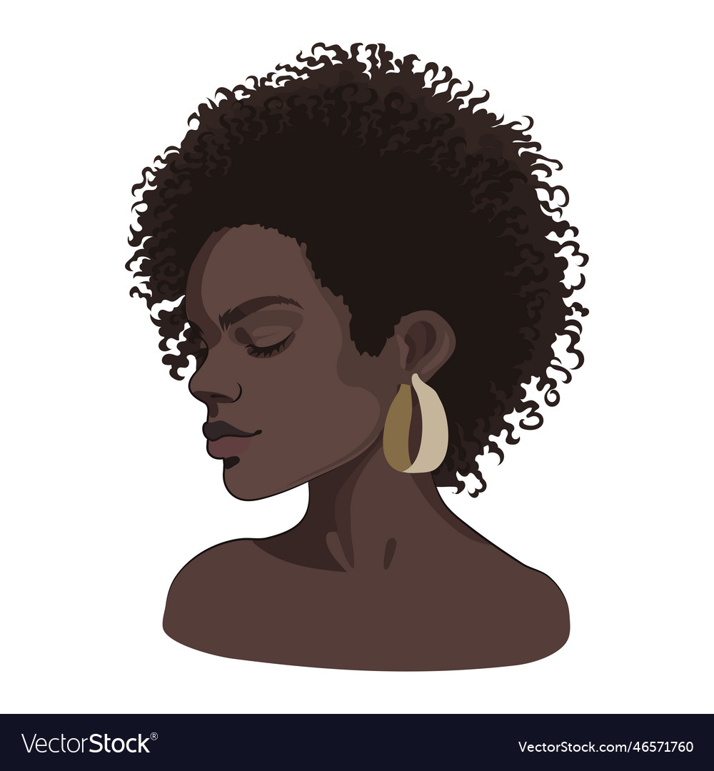 Portrait of a beautiful african girl with short Vector Image