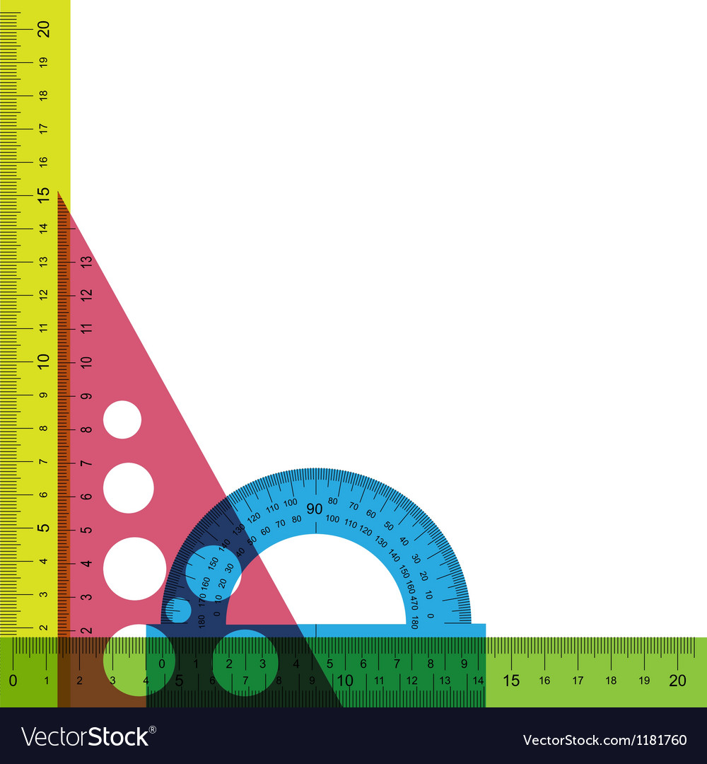 Ruler protractor and triangle with simulated Vector Image