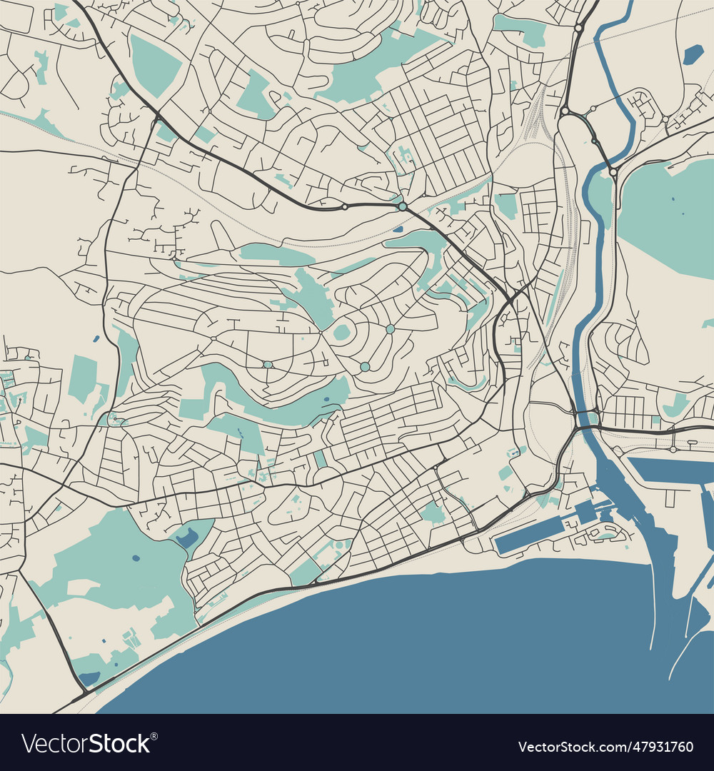 Swansea city map administrative area Royalty Free Vector