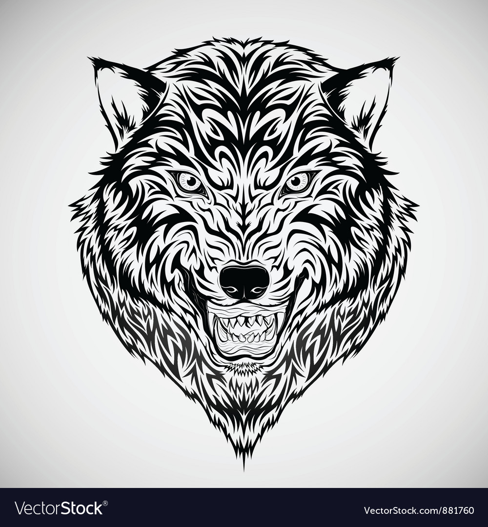 Tribal Wolf Head Tattoo