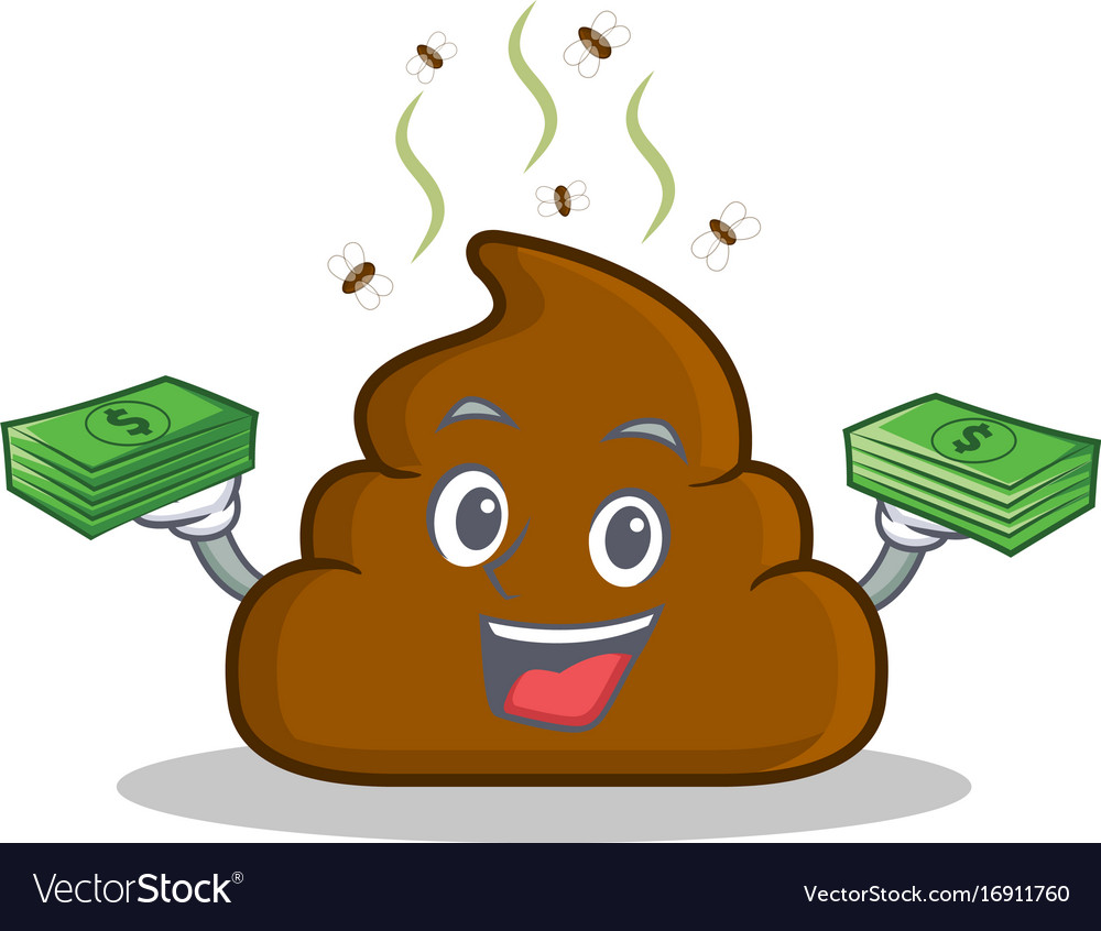 With money poop emoticon character cartoon