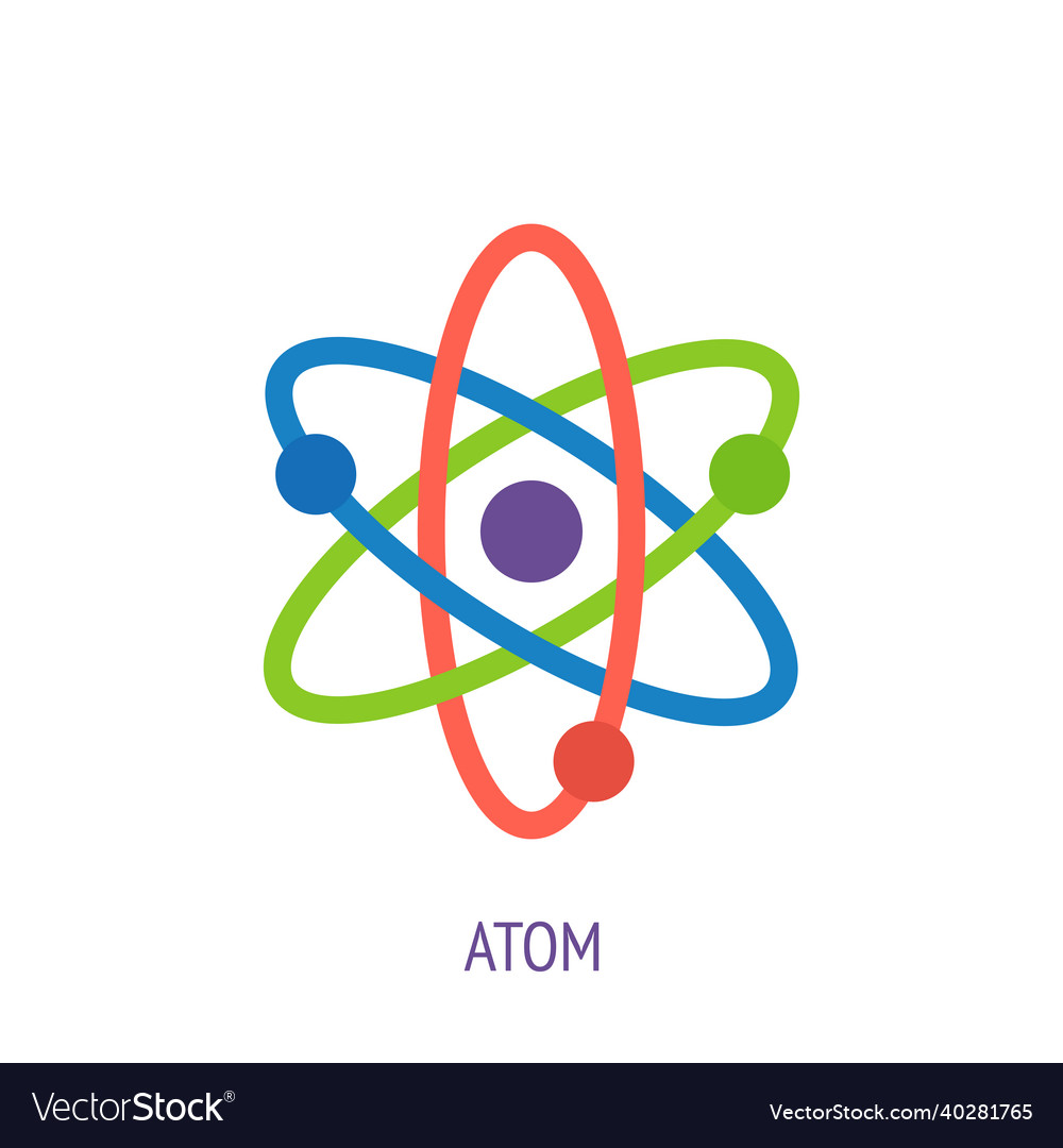 Atom With Nucleus And Electrons Flat Icon Vector Image