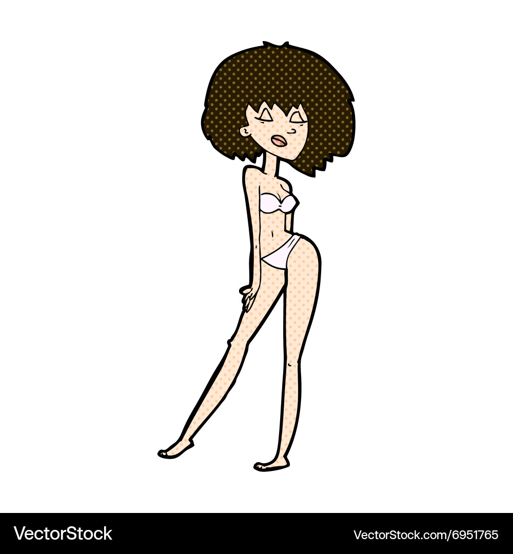 Comic cartoon woman in bikini Royalty Free Vector Image