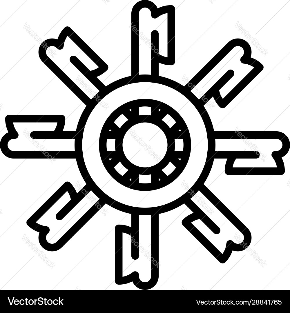 Water mill wheel icon outline style Royalty Free Vector