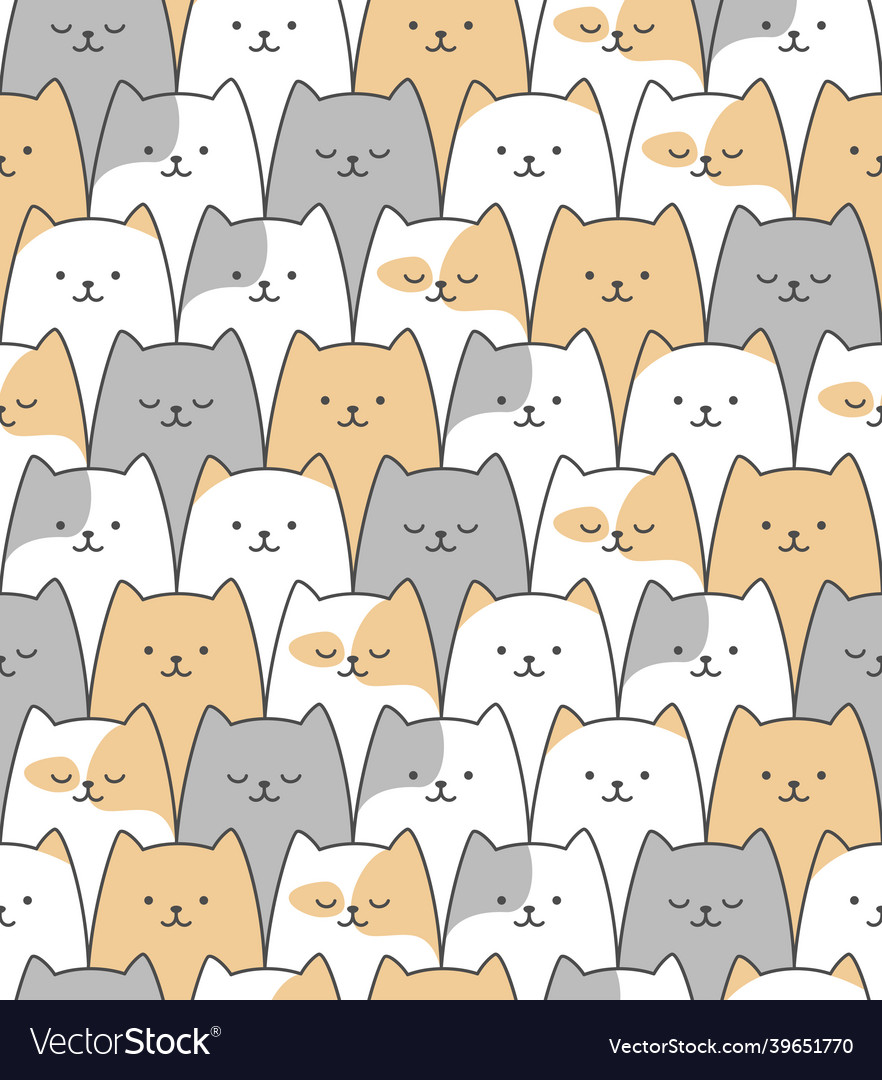 Funny cats seamless pattern Royalty Free Vector Image