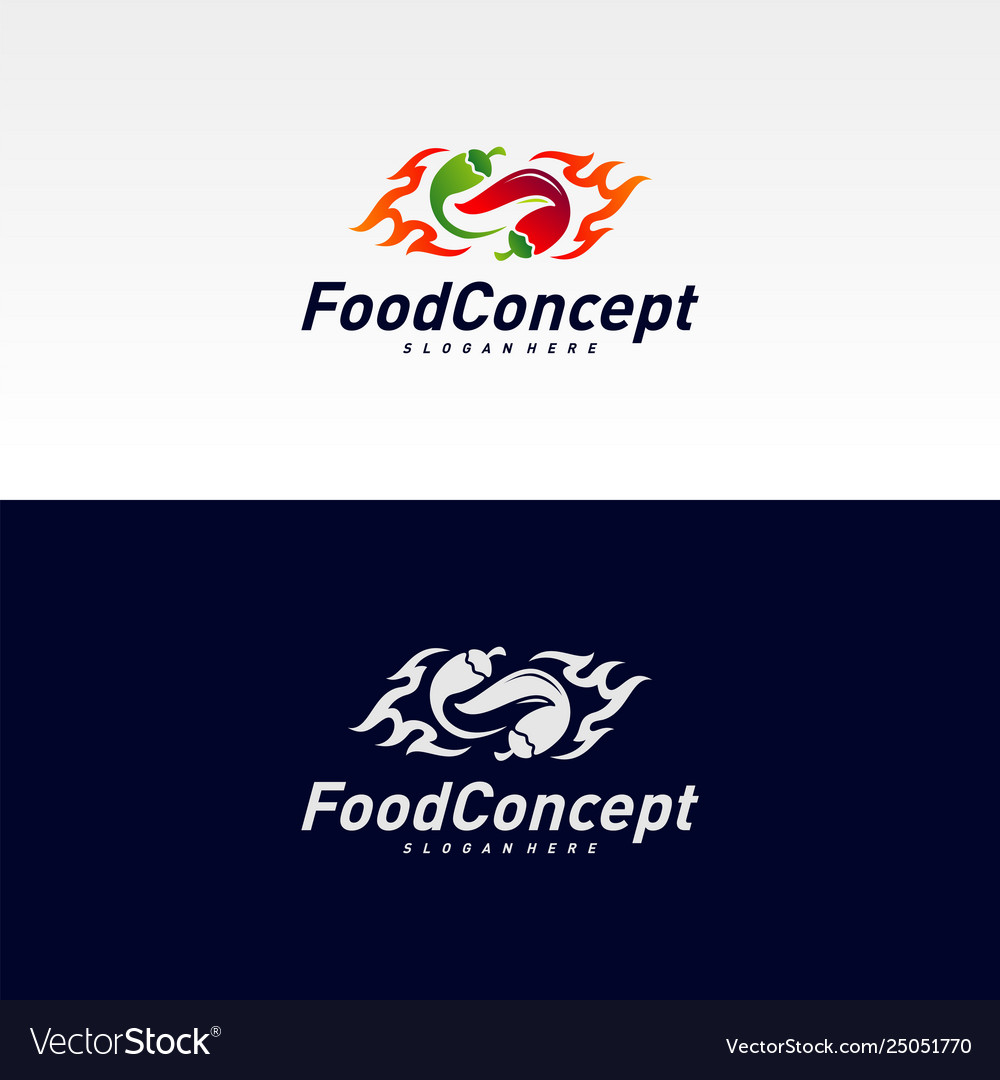 Hot food logo concept red chili logo design Vector Image