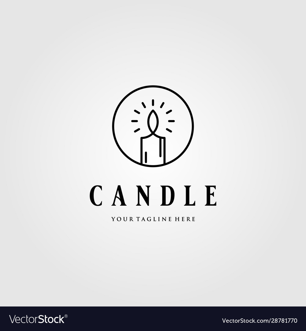 Line art candle light flame logo in circle emblem Vector Image