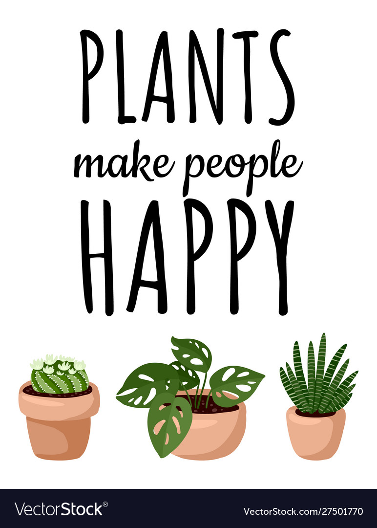 Plants make people happy banner set hygge Vector Image