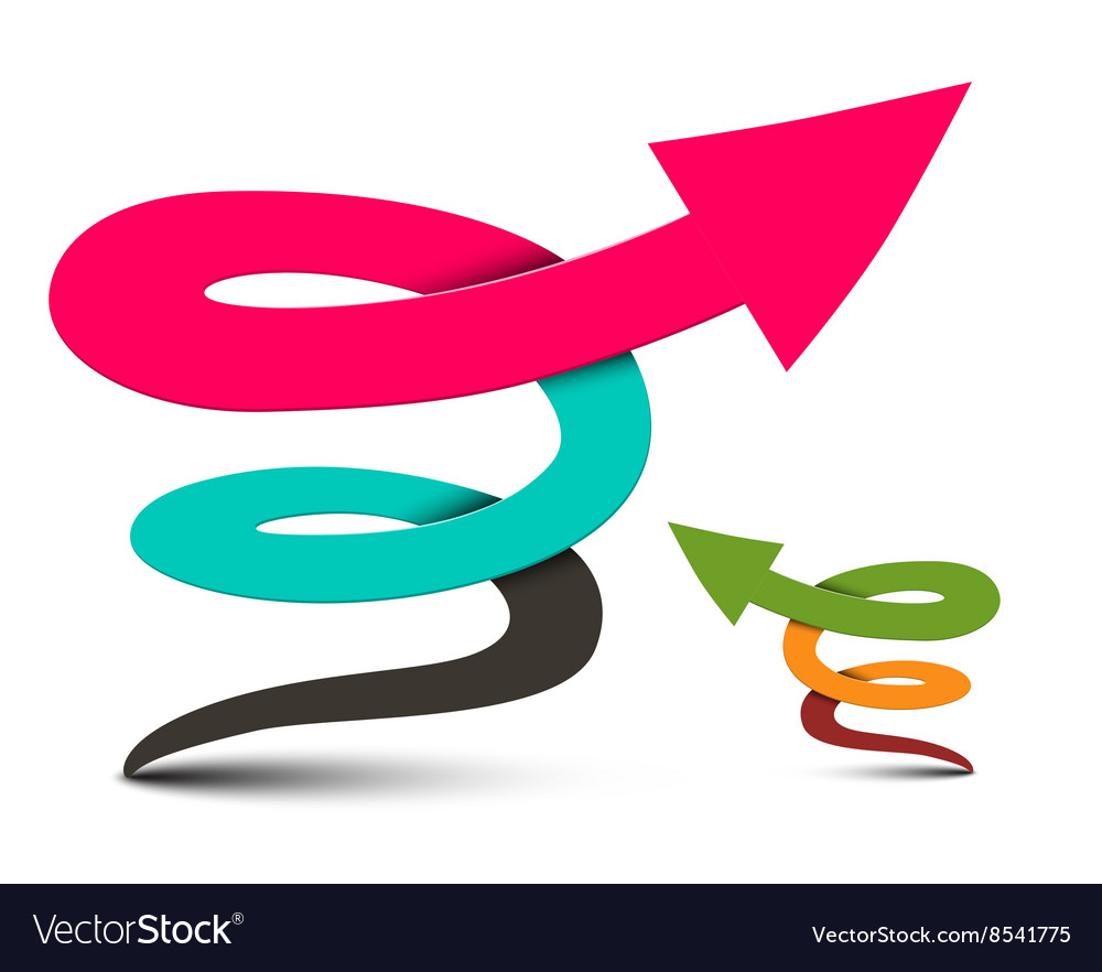 3d twisted arrows set isolated on white background