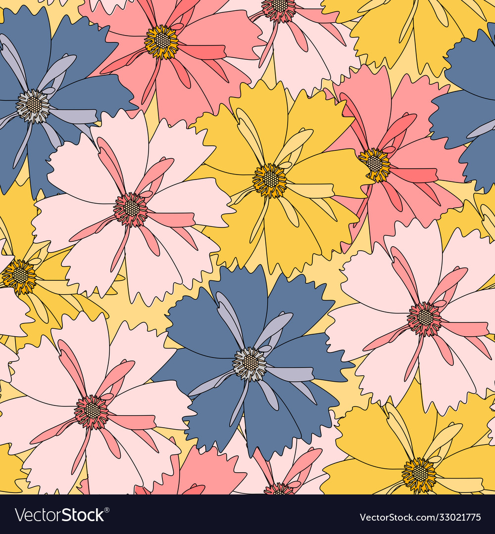 Abstract hand drawn flower seamless pattern