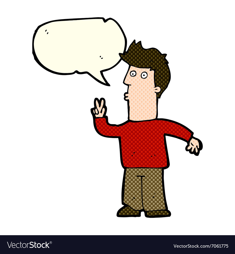 Cartoon man signaling with hand speech bubble Vector Image