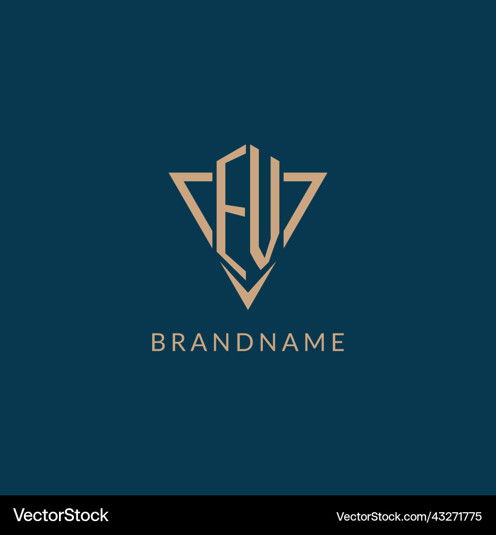 Ev logo initials triangle shape style creative Vector Image