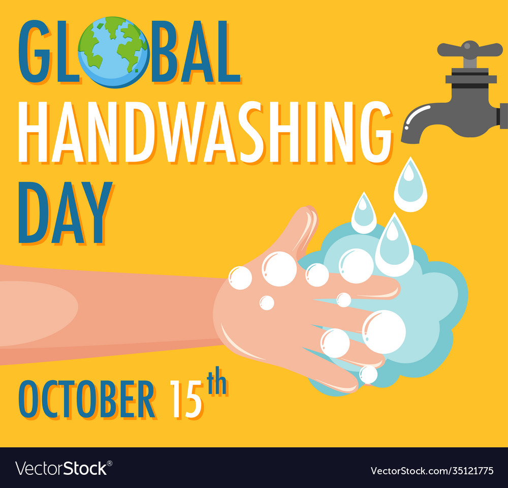 Global hand washing day logo with hands Royalty Free Vector