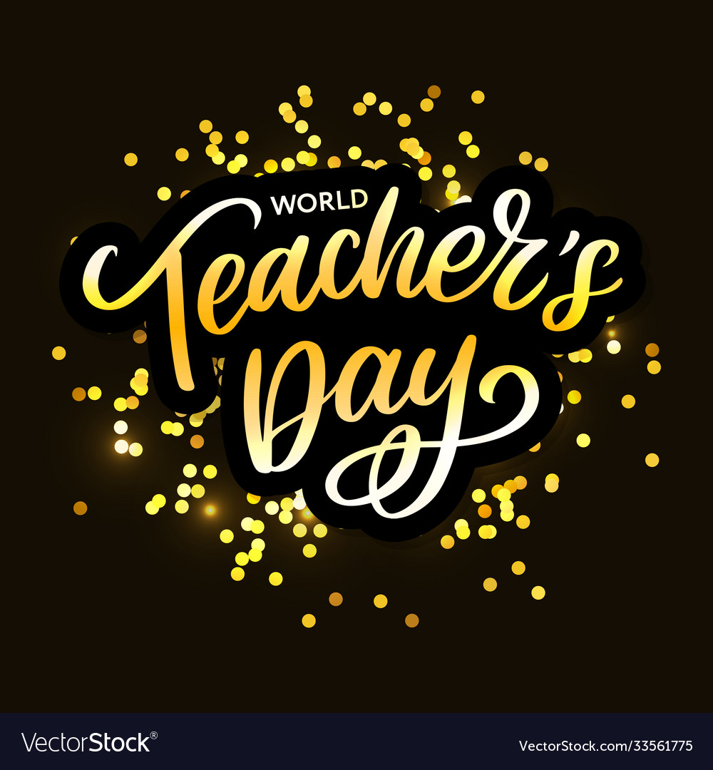 Happy teachers day inscription greeting card Vector Image