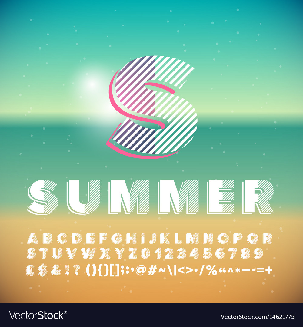 Summer poster display font Royalty Free Vector Image