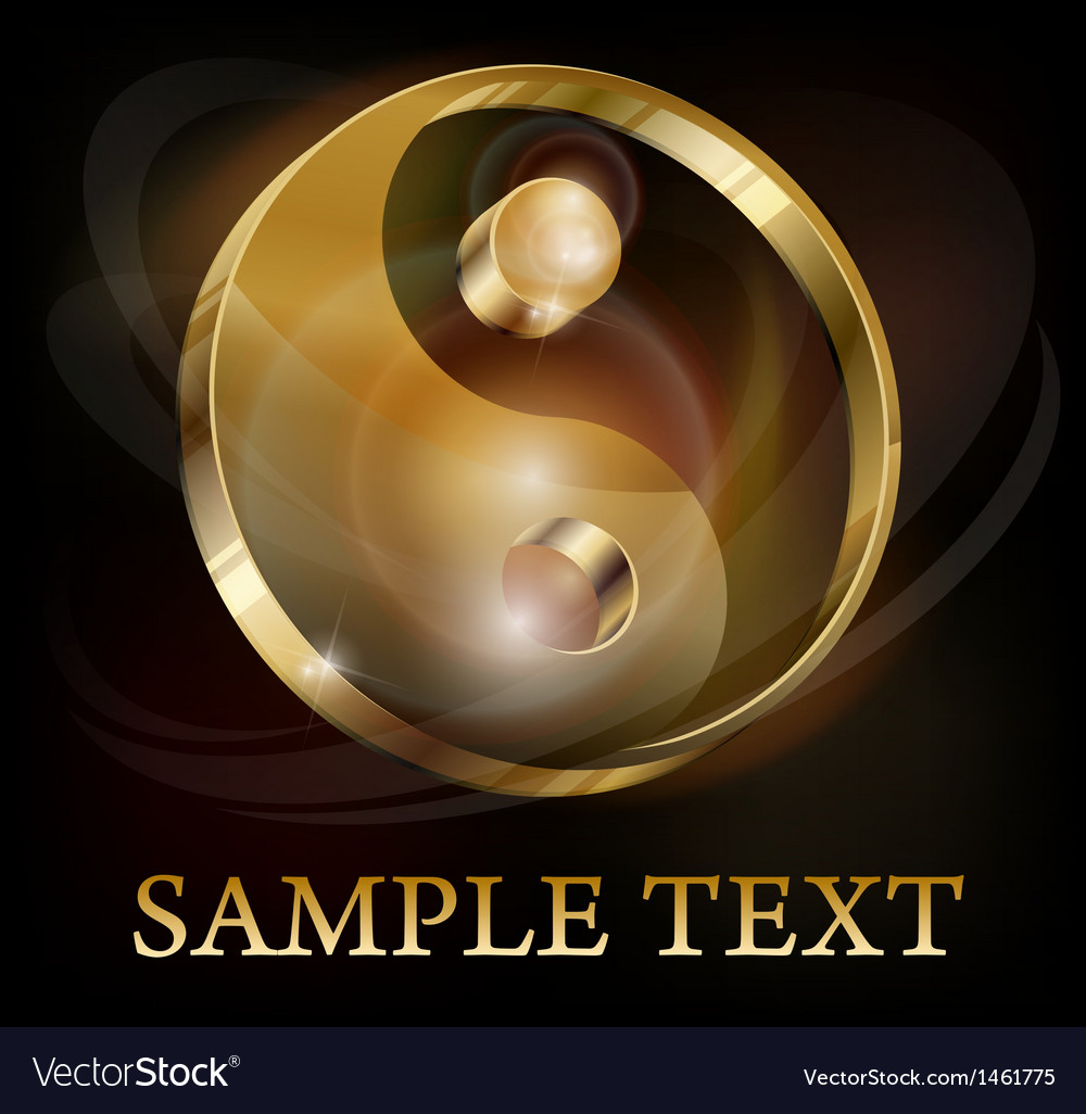 Yin yang gold symbol on black Royalty Free Vector Image