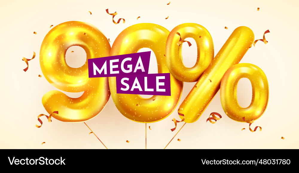 90 percent off discount creative composition Vector Image