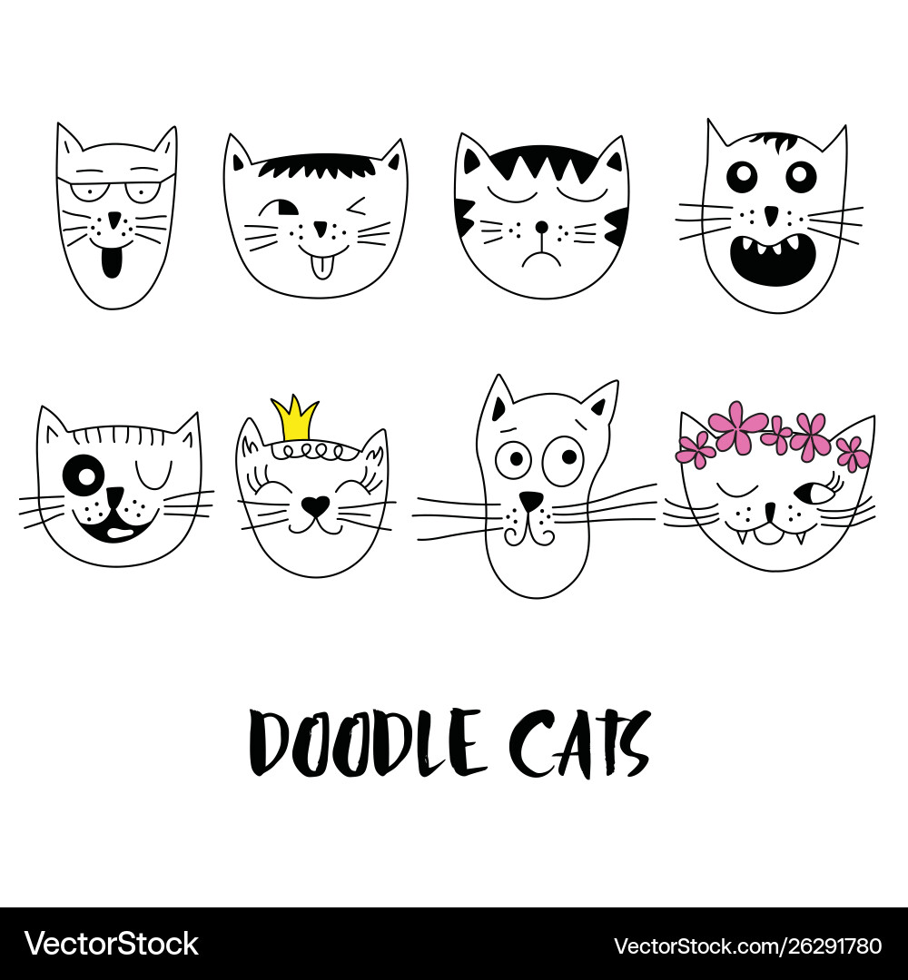 Cats Set Cute Doodle Royalty Free Vector Image