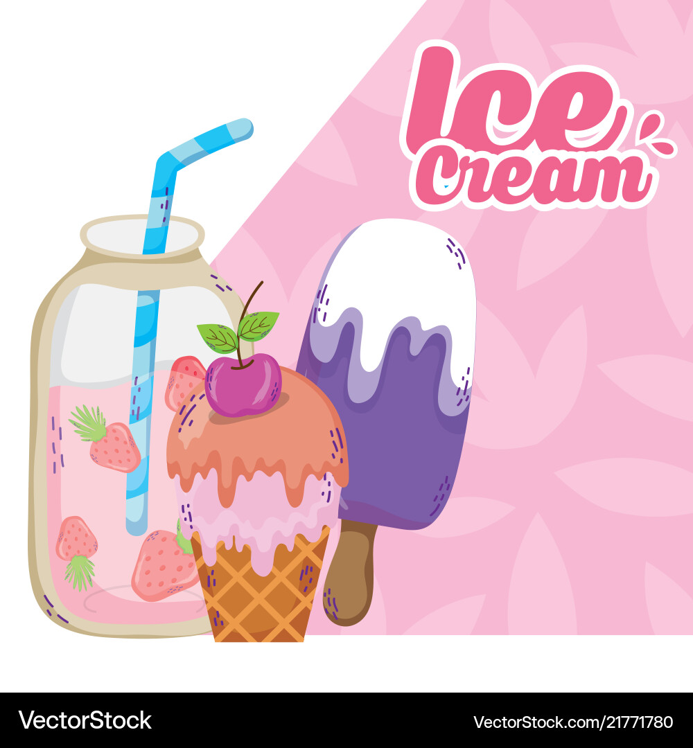 Delicious Ice Cream Royalty Free Vector Image Vectorstock