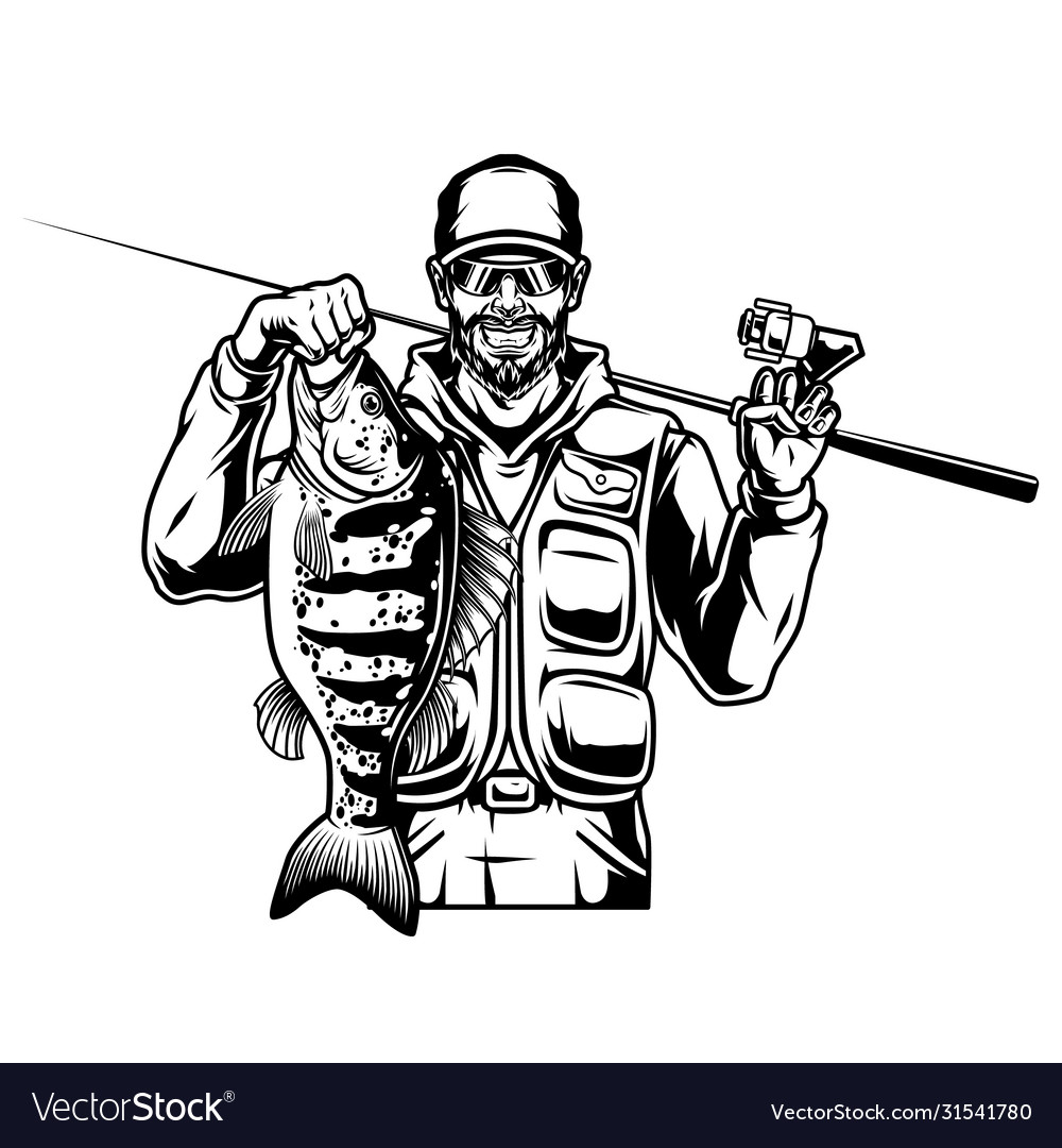 Fishing Vintage Monochrome Concept Royalty Free Vector Image