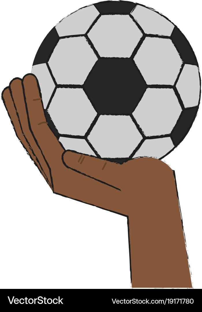 Hand holding soccer ball Royalty Free Vector Image