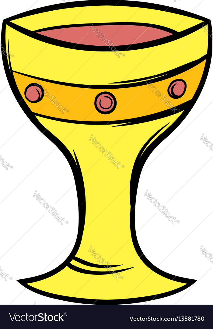 Medieval gold cup icon cartoon Royalty Free Vector Image