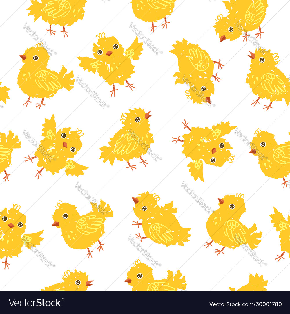 Seamless pattern with yellow chickens vector image Seamless pattern with yellow chickens