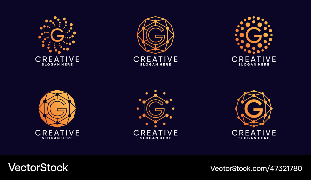 Set bundle monogram logo design technology Vector Image